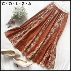 C•O•L•Z•A コルザ　柄切替デザイン　ロング　フレア　スカート　オレンジのサムネイル
