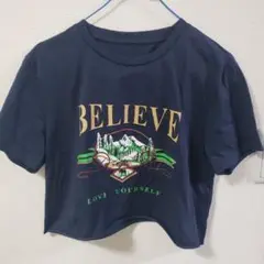 Dazy ネイビー クロップドTシャツ XL