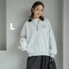【mysa】配色ハーフジップトップス　Lサイズ