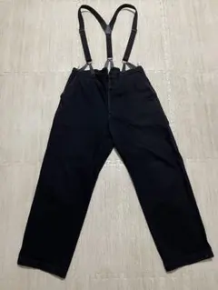 comoli コモリ デニムオーバーサイズパンツ 黒 サイズ2 サスペンダー付き