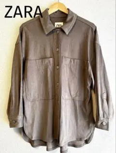 ZARA/ブラウン 長袖スエード風シャツ