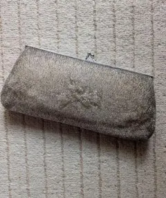 シルバー ビーズ刺繍 フレームバッグ