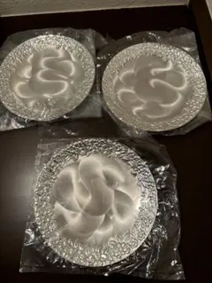 昭和レトロ銀メッキのお皿3枚セットアンティーク