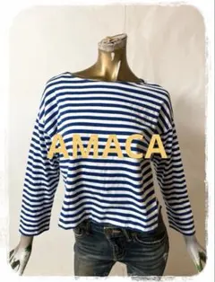 ☘️T18732☘️AMACA ボーダー トップス カットソー 38のサムネイル