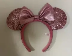 ディズニー　スパンコール　カチューシャ　ピンク　ミニー