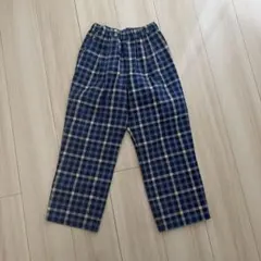 130cm 青と白のチェック柄パンツ