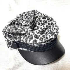 【新品】ヒョウ柄 フェイクファー キャスケット ハット かわいい豹柄 帽子
