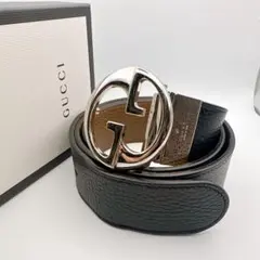 2329 人気✨GUCCI ベルト バックル　インターロッキング シルバー