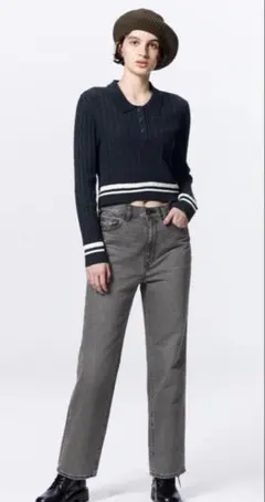 GU ハイライズストレートジーンズ　グレー　Sサイズ