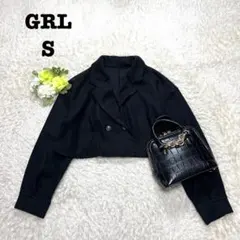 グレイル　ショート丈ジャケット　ダブルボタン　ブラック　ゆったり　厚手　S