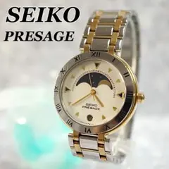 SEIKO プレザージュ ムーンフェイズ メンズ 腕時計 コンビ シルバー