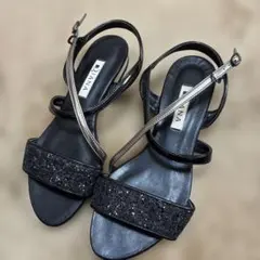 DIANA サンダル グリッター ストラップ クロス 23cm メタリックヒール