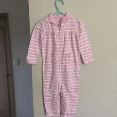 【80】Ralph Lauren ピンク ストライプロンパース