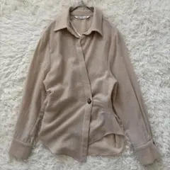 ZARA　カシュクールニットシャツ　S　ベージュ　ウールナイロン混◆ A1390