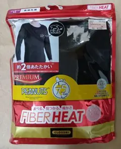 ファイバーヒート　 プレミアム　メンズ 長袖丸首 LL　スヌーピー　しまむら