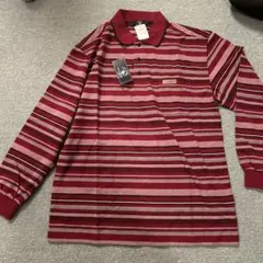 SANTA BARBARA 赤 ストライプ ポロシャツ L