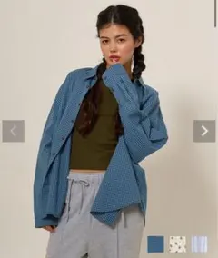 tinajojunチェックシャツブルーのサムネイル