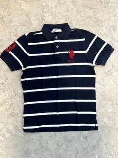 U.S.POLO ASSN ポロシャツ ボーダー ビッグポニー 鹿の子 ネイビー
