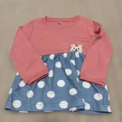 No.167 ウサギ刺繍 長袖ドットＴシャツ 95cm