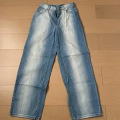 ライトブルー ワイドレッグデニム S