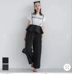 美品✨coca黒ドット柄フリルサロペット