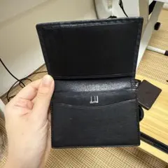 dunh ブラックレザー 二つ折りカードケース