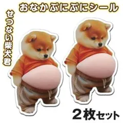 セット 2枚 シール ステッカー おなか ぷにぷに 柴犬 立体 ぷっくり 人気