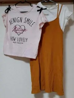 2WAYリブキャミソールワンピースセットとTシャツ 150cm
