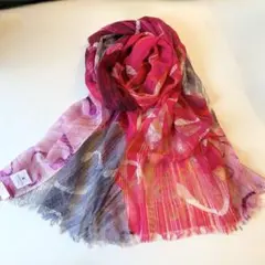 美品LANVIN en Bleu ランバンオンブルーウールプリント大判ストール