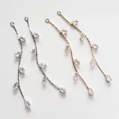 『2本セット』ウェーブライン×マーキスストーン ピアス・イヤリング用チャーム