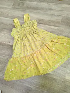 アプレレクール 花柄ノースリーブワンピース イエロー 120cm