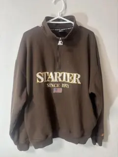 STARTER ブラウン ジップアップ スウェット L