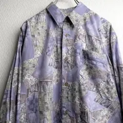 レトロ 古着 シャツ 柄シャツ ガラシャツ 総柄 デザインシャツ 長袖