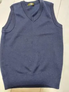 ネイビー Vネック ニットベスト 日本製