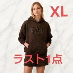 GAP レオパード柄 ロゴ プルオーバー パーカー ブラウン - メルカリ