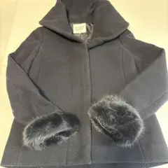 中古　anyfam　ネイビー　ショートコート　おしゃれ　M　2　ファー付のサムネイル