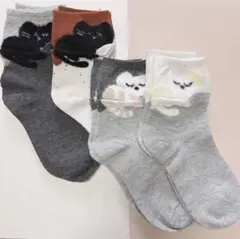 訳あり 4足セット レディースソックス 猫