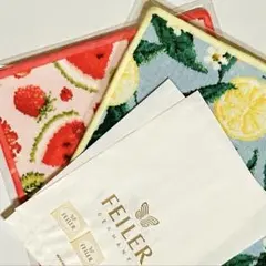新品未使用品 フェイラーのタオルハンカチ フルーツポプリとレモンと葉柄です♪