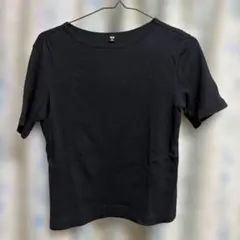 UNIQLO ブラック 半袖Tシャツ XL リブ ボートネックT