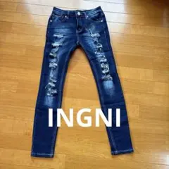 INGNI  イング　ダメージ加工デニム　S  インディゴ