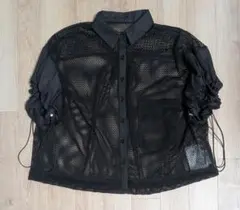 【新品・タグ付】メッシュシャツ 半袖 ブラック M-Lのサムネイル