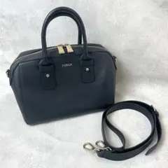 【美品】FURLA ブラック ボストンバッグ FURLA（フルラ） FURLA GIULIA ボストンバッグ L NERO ブラック