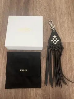 CALEE フリンジレザーキーホルダー　ブラック