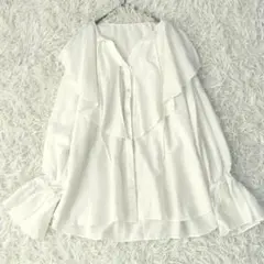512 スローブイエナ コットンシルクラッフルブラウス トップス シャツ 長袖