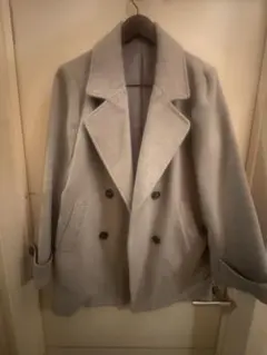 グレー ダブルブレスト ピーコート