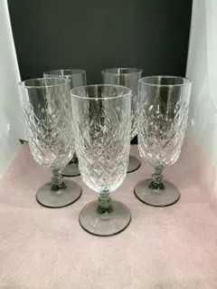 カットクリスタル高脚グラス3個セット