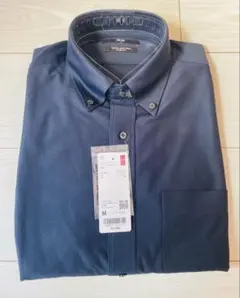 UNIQLO スーパーノンアイロン ストレッチスリムシャツ ネイビー M