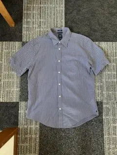 OLD GAP 青　シャツ　短丈　ストライプ　海外ストリート