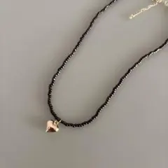 handmade茶色 金 ハート チャーム ネックレス チョーカー ゴールド