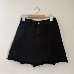 E.P.I. JEANS 黒ブラックデニムミニスカート Sサイズ　6 カットオフ